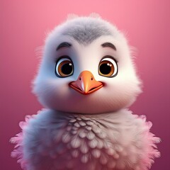 Obraz premium Niedliche kleine Möwe, rosa Hintergrund