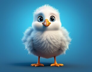 Niedliche kleine Möwe, blauer Hintergrund
