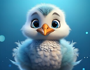 Niedliche kleine Möwe, blauer Hintergrund