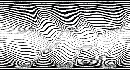 Fototapeta premium Glitch effect . Distorted speed lines .Abstract flow lines background . Fluid wavy shape .Rough edges .Striped linear pattern . Music sound wave . Vector illustration 