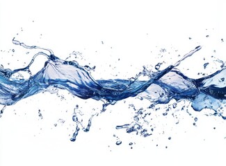 Blue water splash, wave, motion, background, white, studio, purity, advertising