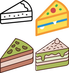 Cake Slice Icon Silhouette Vector Art Illustration Design Set for Bakery and Dessert Graphics