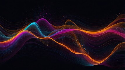 a mesmerizing cosmic scene with vibrant, flowing waves of color