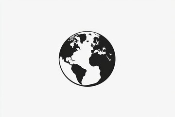 A globe symbol in black and white, symbolizing worldwide connections, a world map, and international communications. Ideal for business and travel themes
