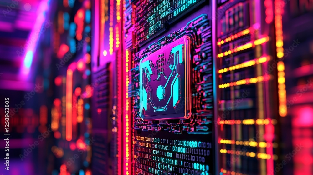 Poster a vivid portrayal of colorful programming code on a computer screen, showcasing software development