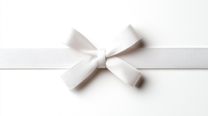 Fototapeta premium White satin ribbon bow on white background, gift wrapping