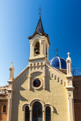Valencia, Spain - April 20, 2024, the facade of the Parish Church of Our Lady of the Puig.
