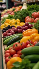 A vibrant collection of wholesome plant-based produce for health-conscious shoppers at a farmers market
