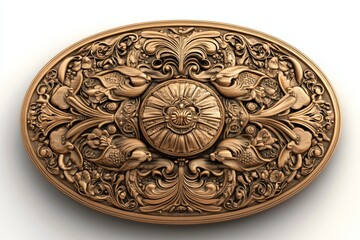 A sophisticated vintage oval golden frame with elaborate floral decorations, perfect for art, decoration, and photography needs. Isolated on a clear background