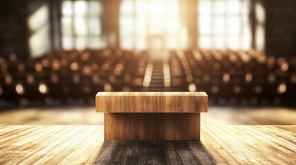 Wooden Stage Presentation in Wine Cellar: Industry Elegance