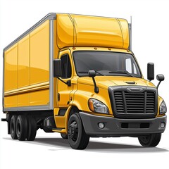 A yellow cartoon-style delivery truck with a large cargo box, illustrated in a realistic vector style.
