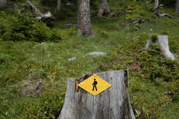 hiking trail sign in the woods