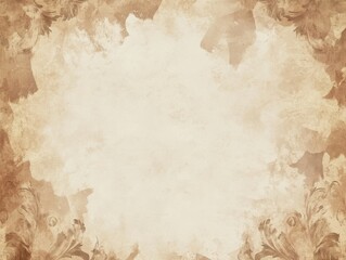 Antique parchment frame, ornate design, textured background, vintage style, design element