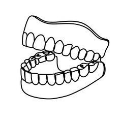 Denture one continuous line art drawing