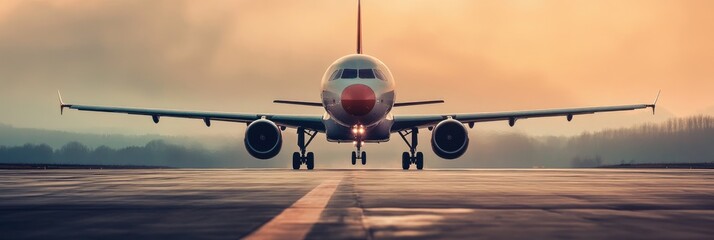 Sleek Airplane Front View. Isolated Model on Crisp White Background, Symbolizing Travel and Flight