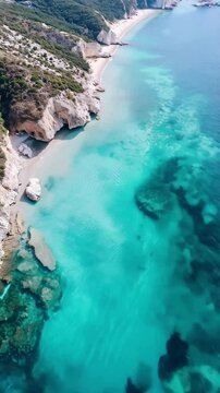 aerial view drone bird's eye view video of tropical island with blue waters
