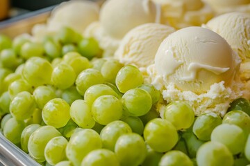 green grapes shine muscat. japanese, korean. luxury. food. fruit. ice cream dessert