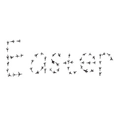 Vector composition of black and white handwritten Easter phrases. Design for greeting card and invitations highlighted on a white background.