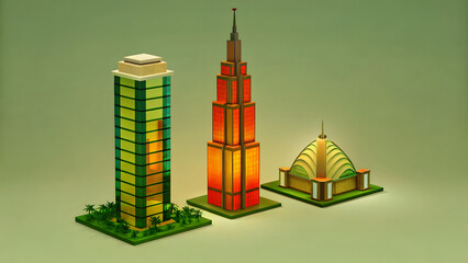 Charming diverse modern skyscraper facades elemen