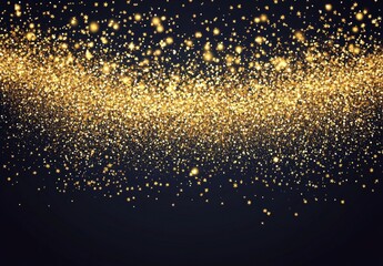 Fototapeta premium Golden glitter swirl, dark background, festive design, card