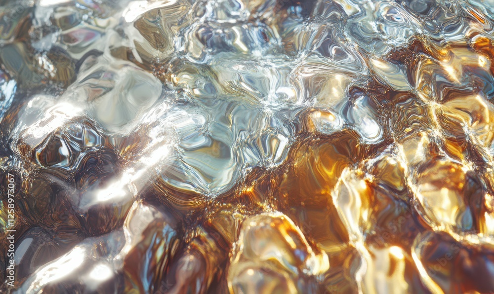 Poster abstract ripples of crystal-clear water with sunlight reflecting off the surface, creating a calming
