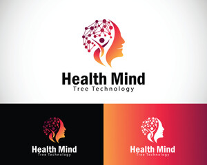 human tech logo creative design concept arrow profit finance digital connect brain