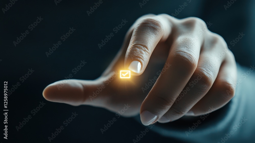 Poster a hand is holding a glowing object that looks like an envelope