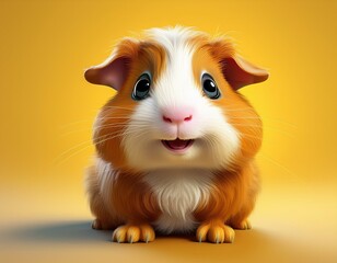 Niedliches Meerschweinchen, gelber Hintergrund