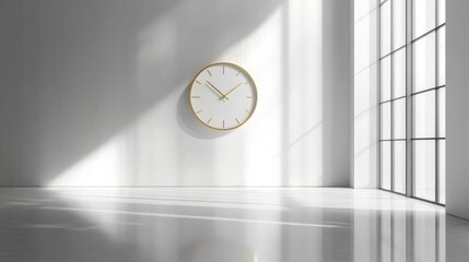 Minimalist clock design reflecting on a glossy surface highlighting time's passage