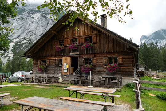 Landscape of Isar river origin, Scharnitz, Austria to Halleranger hut
