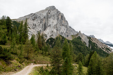 Landscape of Isar river origin, Scharnitz, Austria to Halleranger hut