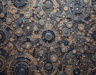 Abstract technology background. . Oil paint illustration.