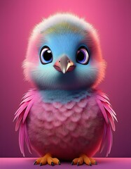 Fototapeta premium Niedlicher Kolibri, pinker Hintegrund