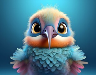 Niedlicher Kolibri, blauer Hintergrund