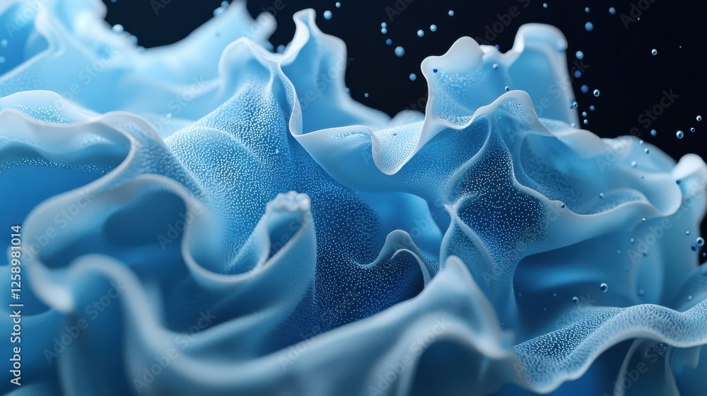 Poster the image is a close up of a blue wave with a lot of white bubbles