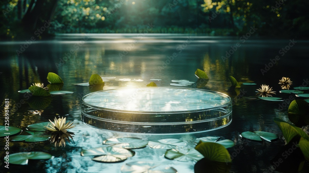 Poster A pond with a large round object in the middle