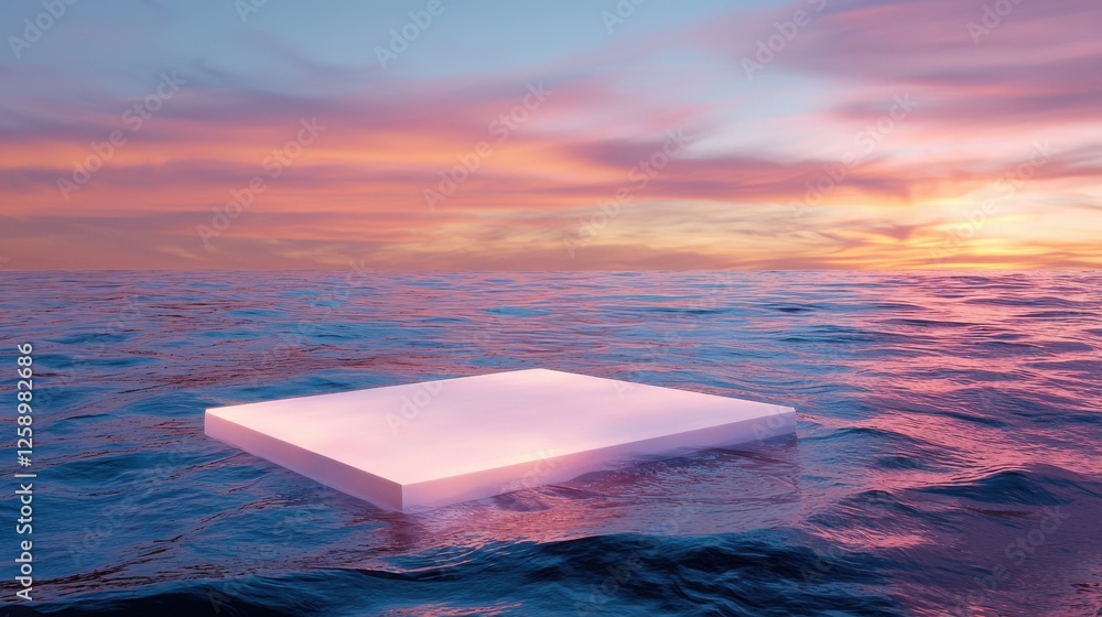 Aufkleber a white square is floating on the surface of the ocean