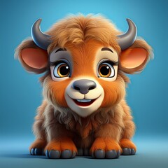 Bison K&auml;lbchen, blauer Hintergrund