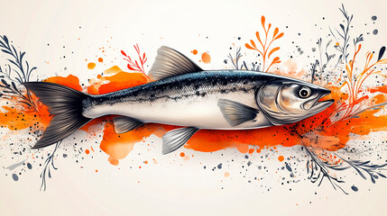 gift certificate design without inscriptions, voucher for fish shop or fish fair, loyalty cards or discount cards