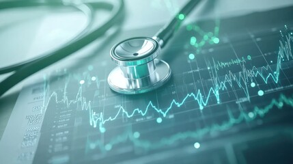 Stethoscope on Medical Financial Data Charts