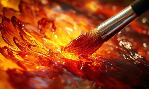 Skilled craftsperson working with molten glass, fiery hues reflecting the intense creative process.