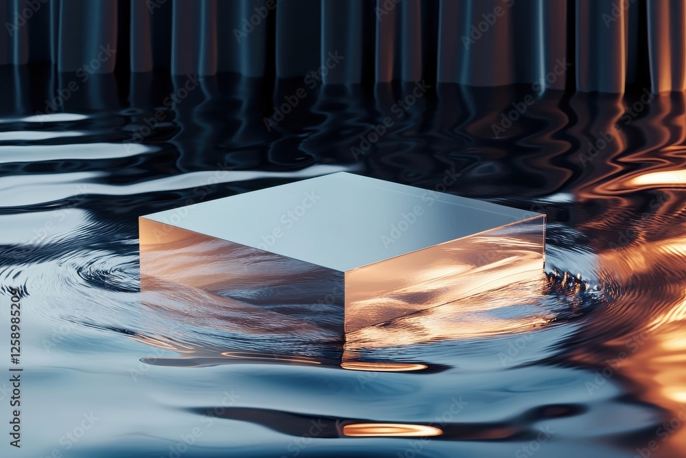 Aufkleber a square object is floating on the surface of a body of water
