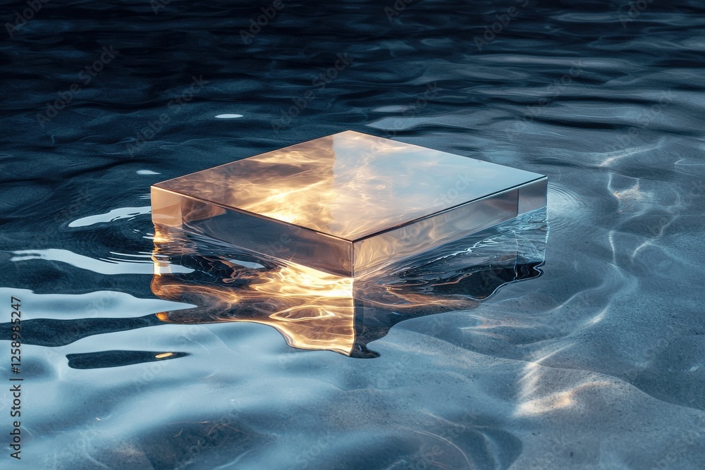 Poster A square object is floating in the water