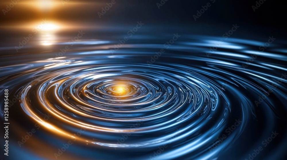 Poster a blue wave with a yellow object in the middle
