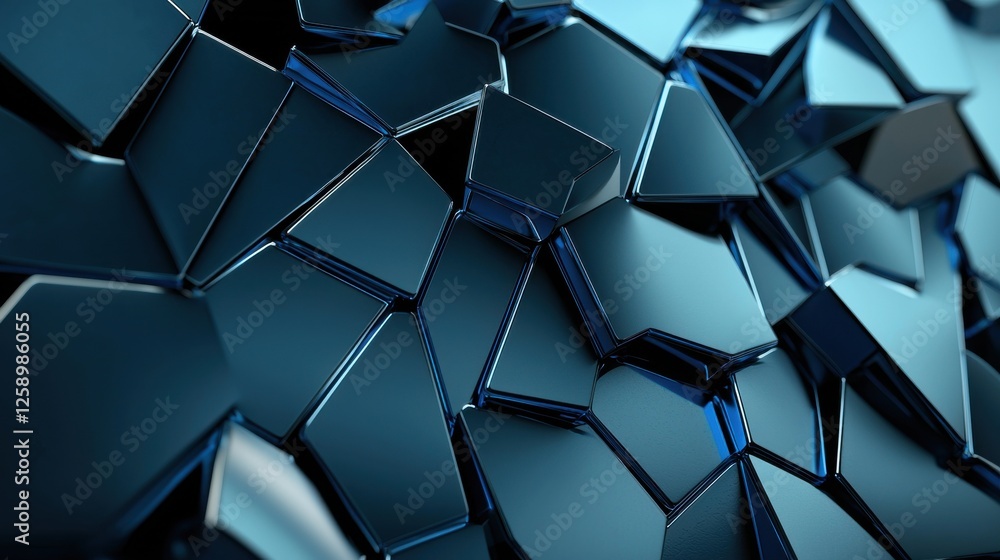 Poster a blue and black abstract image with many small squares