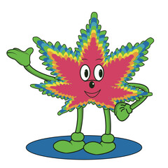 Rainbow cannabis leaf, colorful marijuana leaf, funny cannabis, rgroovy style, cannabis character, mascot