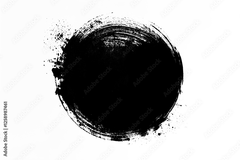 Poster a textured black oval shape created with a grunge style, fitting for various artistic projects and d
