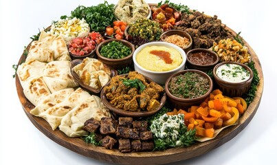 Traditional Middle Eastern Mezze Platter with Assorted Dishes