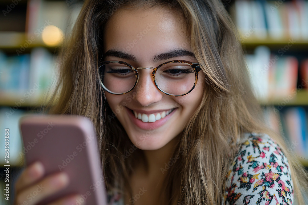 Aufkleber an image of student read literature in college library generative ai concept