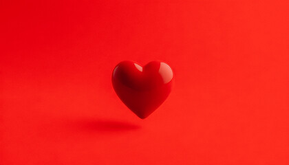 Glossy red heart on a red background for Valentine's Day